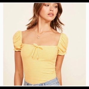 Reformation. Lydia yellow stripe top